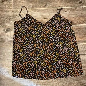 LOFT Black Floral Tank Top